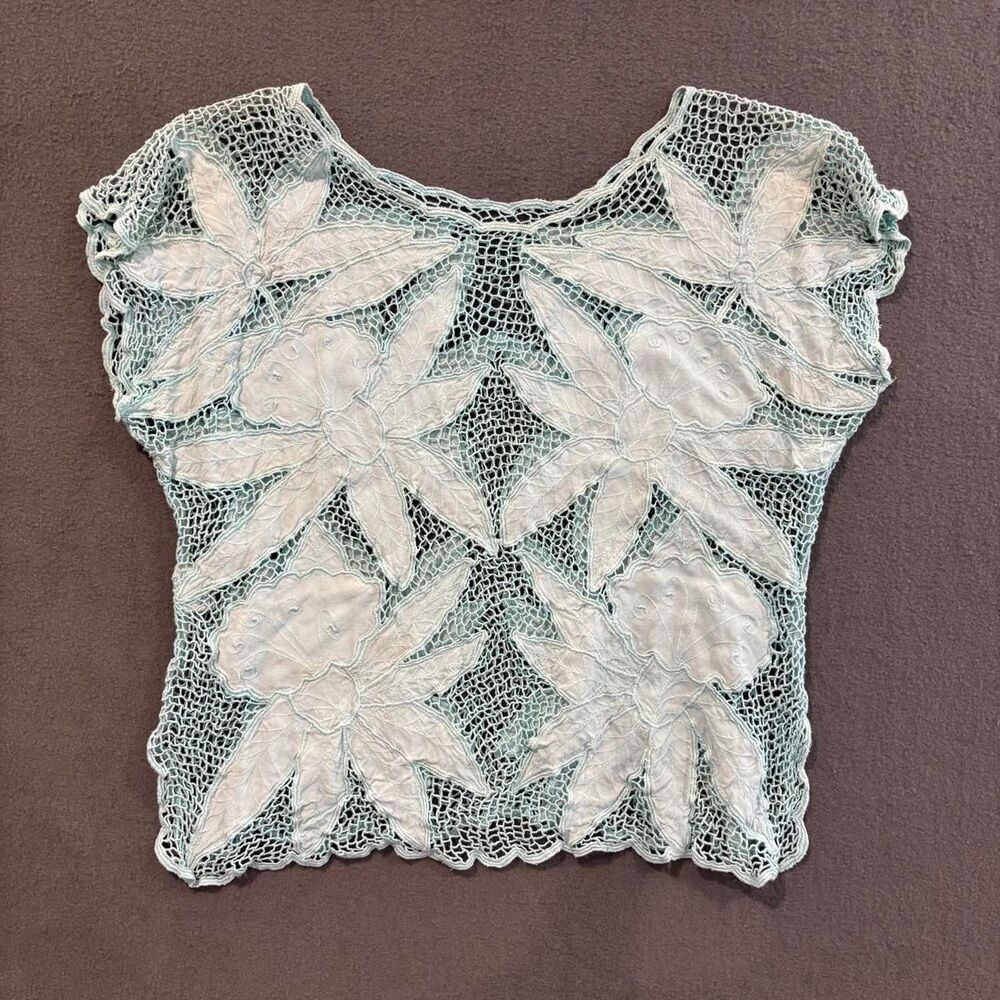 crochet style mesh top